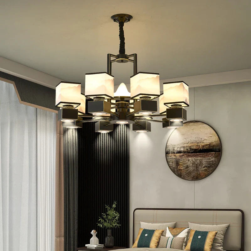 Chinese Zen Marble Chandelier for Living Room, Restaurant, and Bedroom