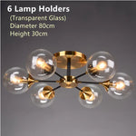 Glass Ball Chandeliers: Scandinavian LED Ceiling Lamps for Living Room & Bedroom