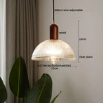 Wood Glass LED Pendant Light Suspension Luminaire for Home Decor