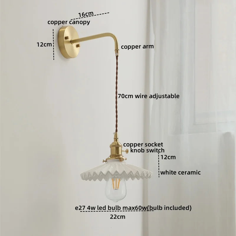 Ceramic Copper LED Wall Lights - Modern Bedroom Living Room Lamparas De Pared
