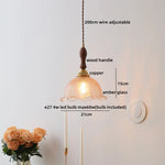 Wood Copper LED Pendant Light - Nordic Hanging Lamp for Bedroom Dining Hallway