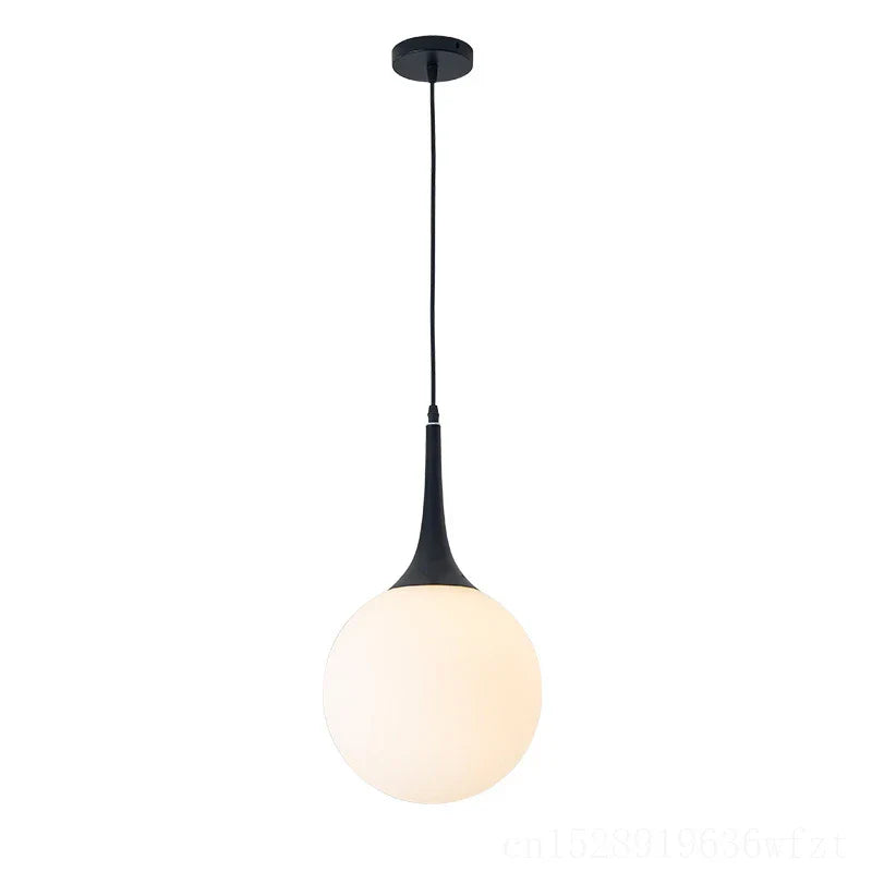 Glass Ball LED Pendant Lights for Modern Living Room, Black/White Horn Fixtures