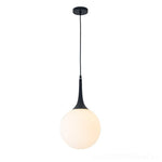 Glass Ball LED Pendant Lights for Modern Living Room, Black/White Horn Fixtures