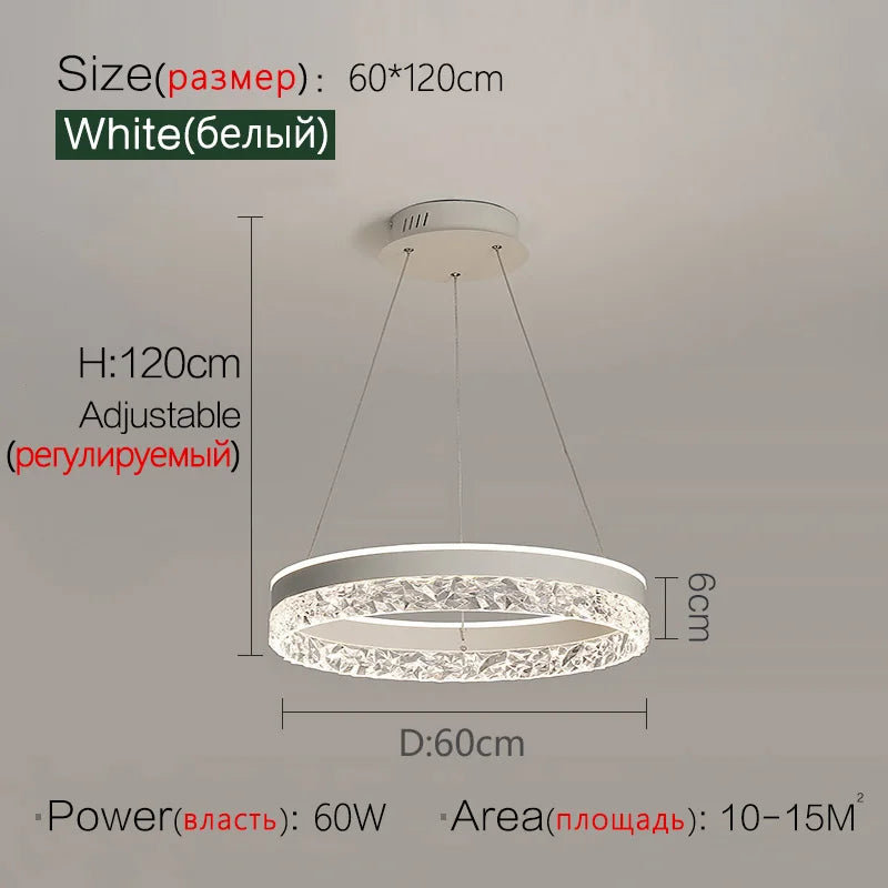 Crystal Ring LED Pendant Light - Modern Home Lighting for Bedroom and Restaurant