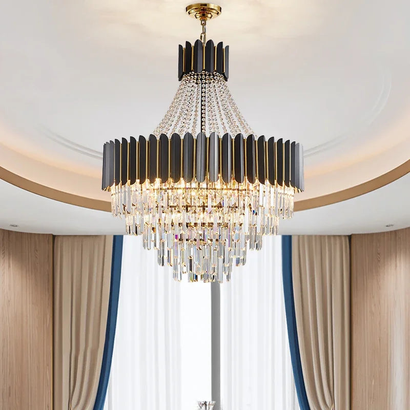 Crystal Chandelier for Duplex Living: Modern Elegance for Hotel, Villa, and Home.