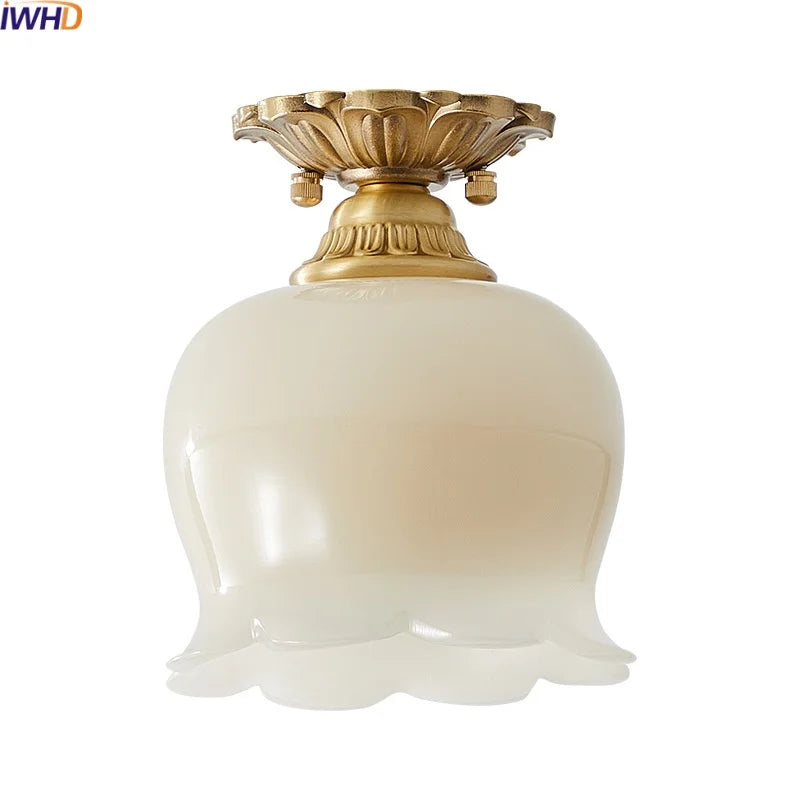 LED Resin Copper Ceiling Light Fixture for Aisle Porch Living Room