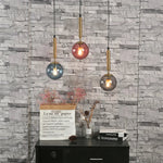 Glass Ball Pendant Lamp LED Hanging Light for Minimalist Living Room