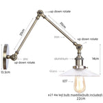 Vintage Clear Glass LED Wall Lamp, Industrial Pull Chain Switch, Adjustable Light Fixtures