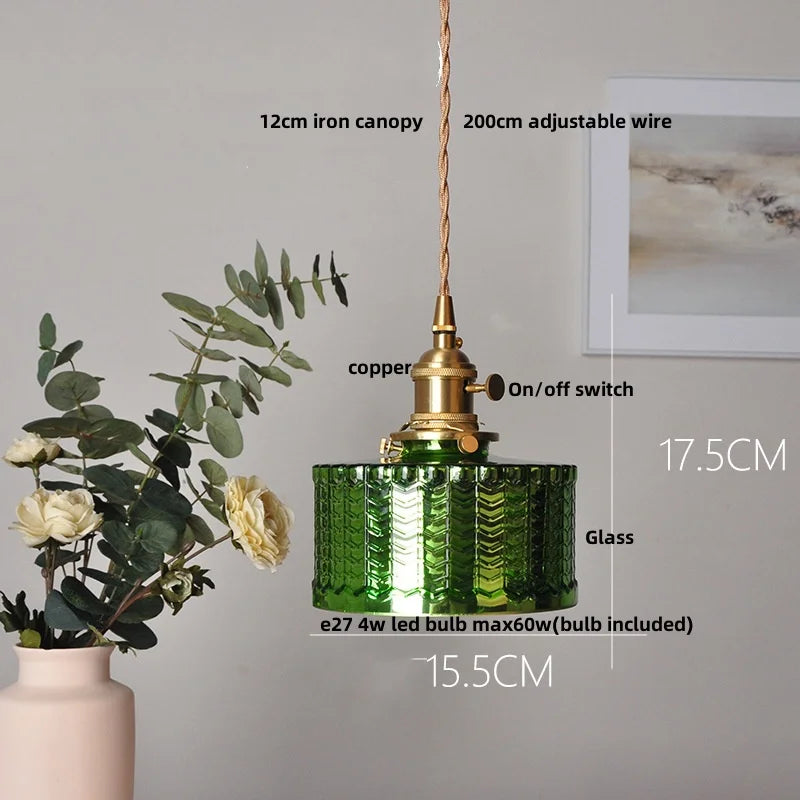 LED Brass Pendant Lamp Modern Clear Glass Dining Light