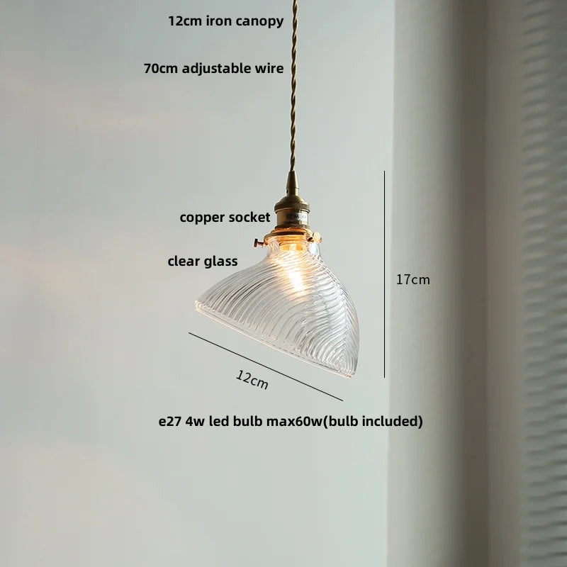 Green Glass LED Pendant Lights, Adjustable Nordic Modern Hang Lamp for Bedroom, Kitchen, Hotel