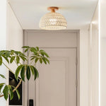 LED Wicker Wood Ceiling Lights Modern Style Hallway Nordic Luminaria