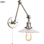 Vintage Clear Glass LED Wall Lamp, Industrial Pull Chain Switch, Adjustable Light Fixtures