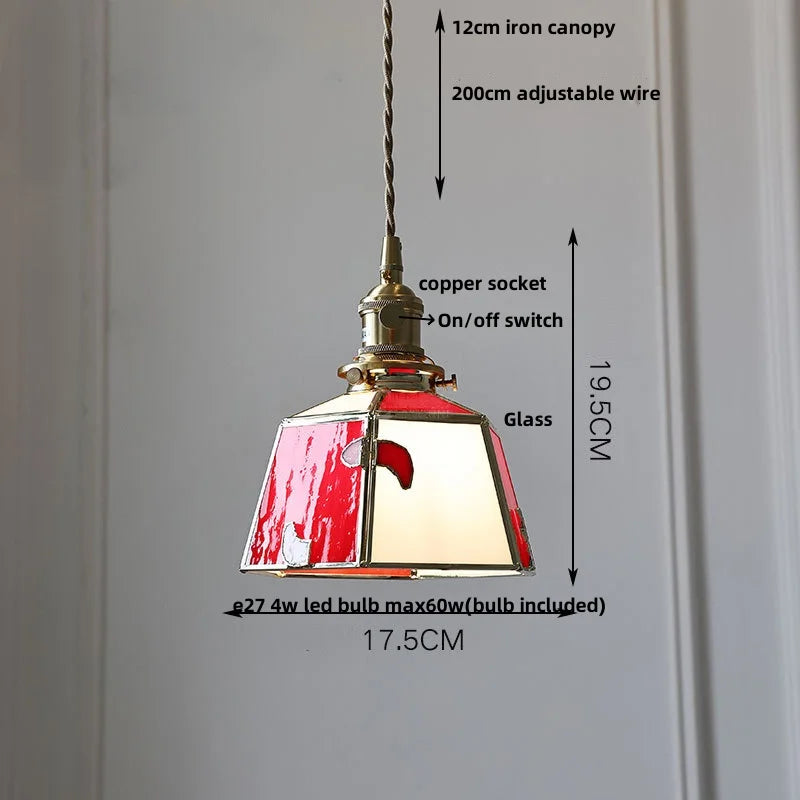 Walnut Wood Glass Pendant Lights LED Vintage Loft Kitchen Living Room Lighting