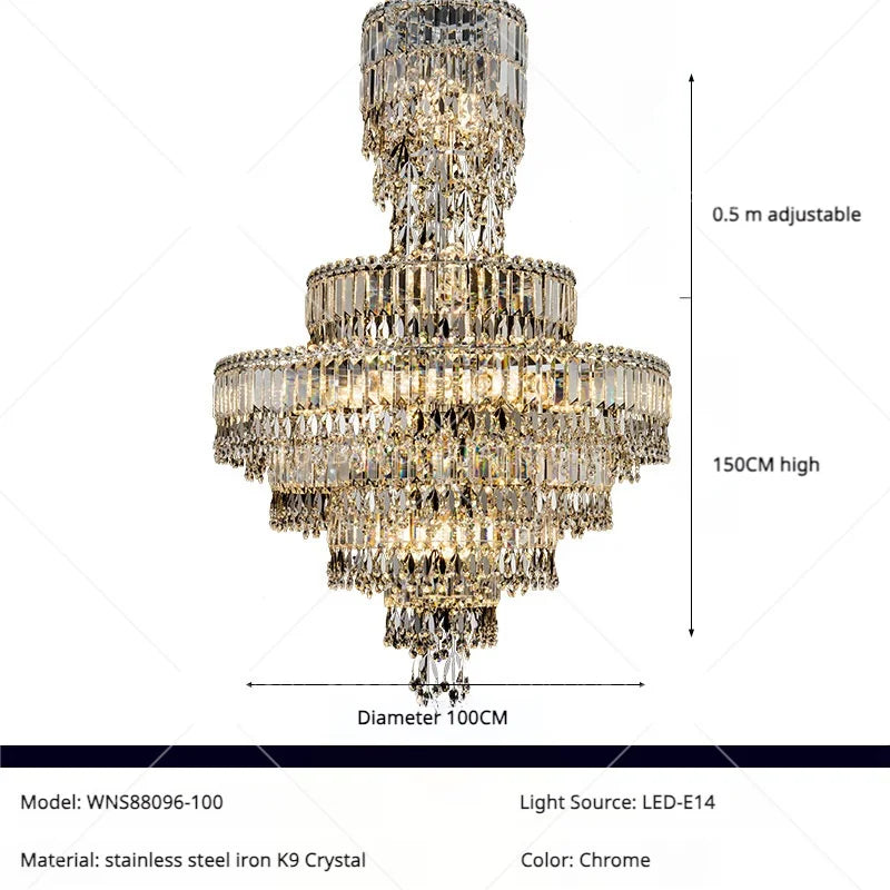 Crystal Chandelier: Luxury Modern Staircase & Living Room, Hotel & Villa Lighting