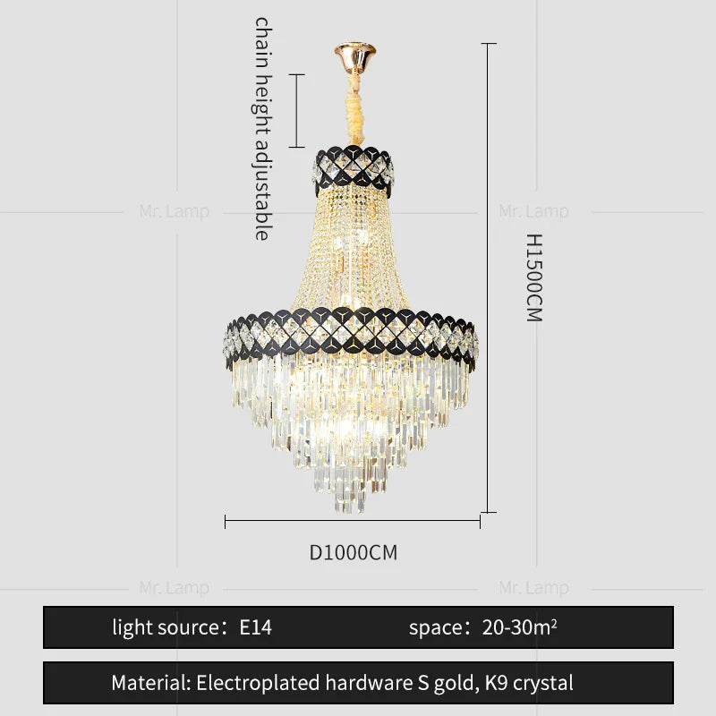 Crystal Chandelier Spiral Staircase Living Room Lamp Texture Design