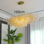 Sun Crystal Gold Lustre Chandelier: Nordic Villa Restaurant LED Ceiling Lamps