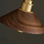 Japanese LED Pendant Light Vintage Style Wood Copper Hanging Lamp