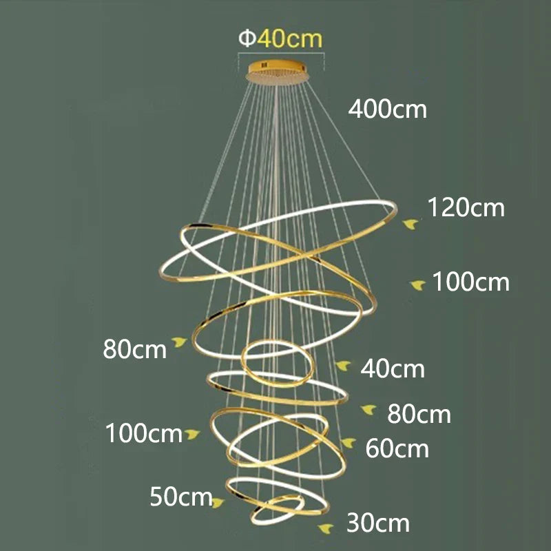 Stylish Staircase Chandeliers LED Pendant Light Lamps for Modern Living Room Lighting