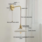 Ceramic Copper LED Wall Lamp with Pull Chain Switch for Modern Style Interiors