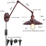 Industrial Rustic LED Wall Sconce, Long Arm Vintage Iron Light Fixture