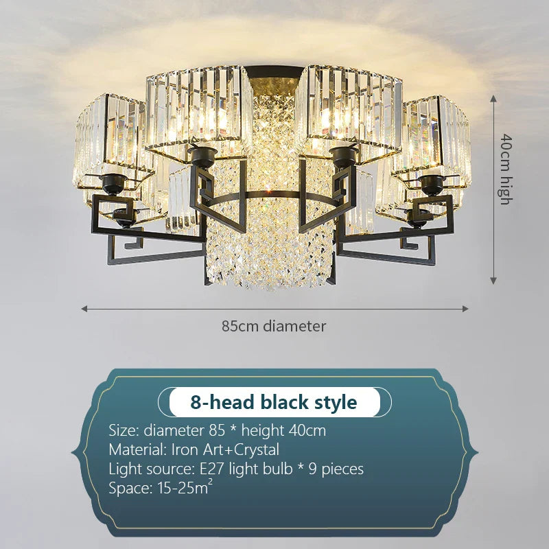 Luxury Crystal Ceiling Light for Living Room, Bedroom, Dining - Modern and Simple