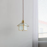 Cube Glass LED Pendant Light: Modern Copper Hanging Lamp for Bedroom, Restaurant, Hallway