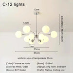 Glass Ball LED Ceiling Chandelier for Modern Living Room and Bedroom