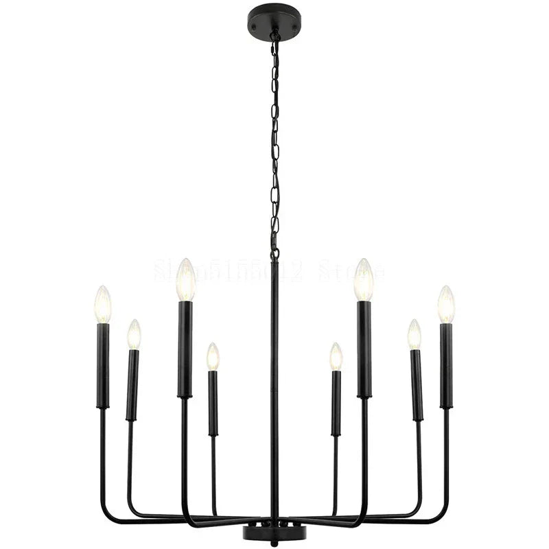 Gold Black Retro Chandelier Candle Ceiling Lighting for Living Room & Restaurant