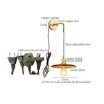 Glass LED Wall Sconce Bedroom Loft Bathroom Stair Light Pull Chain Copper