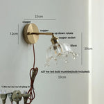 Afralia™ Flower Glass LED Wall Light - Vintage Rotate Copper Bedside Lamp