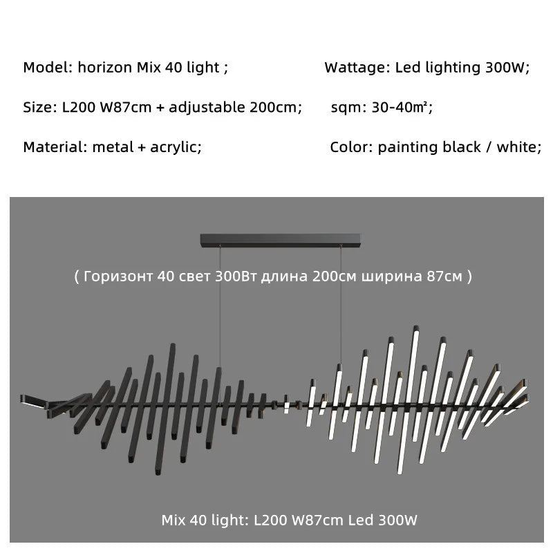 Modern Luxury LED Chandelier Adjustable Pendant Light Black/White Metal