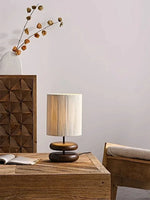 Walnut Wood Color Bedside Table Lamp - Solid Wood Living Room Study Retro Square Lamp
