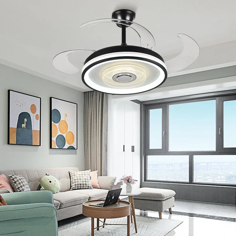 Crystal Chandelier LED Ceiling Fan with Remote Control Switch