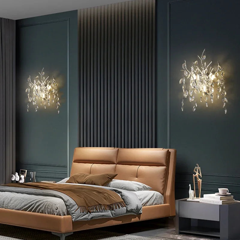 Luxury Gold Wall Sconce Crystal Decor LED Wall Light