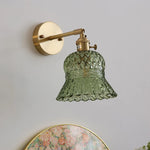 Amber Flower Glass Wall Light Fixture with Pull Chain Switch