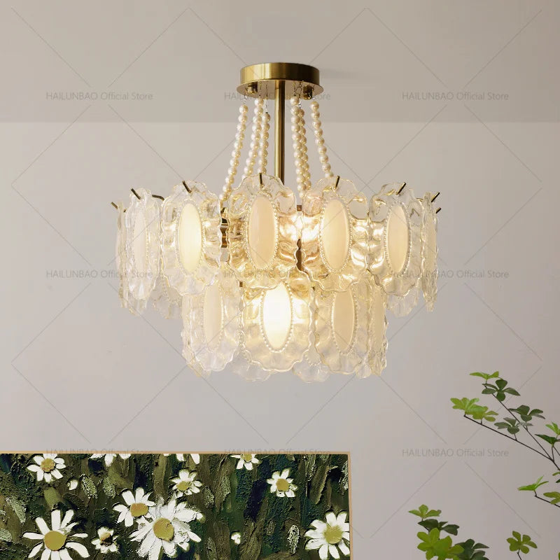 Cream Wind Crystal Chandelier - Elegant French Design for Luxury Living Spaces
