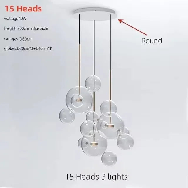 Glass Bubble Chandelier Customized Pendant Light for Living Room Atmosphere