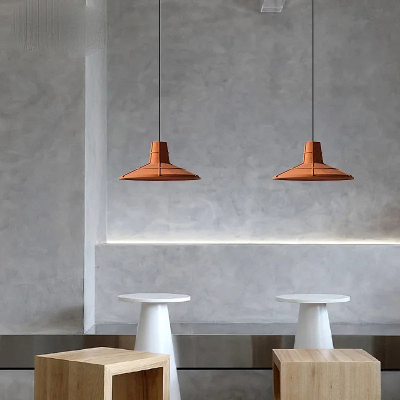 Nostalgic Industrial Cement Pendant Lamp Orange Hanging Light for Home Decor