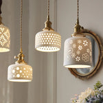 Walnut Wood LED Pendant Lights Modern Ceramic Switch Hanging Lamp