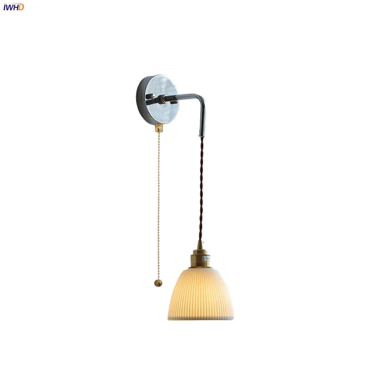 Ceramic LED Wall Sconce Modern Nordic Design Adjustable Pull Chain Switch WC Mirror Light