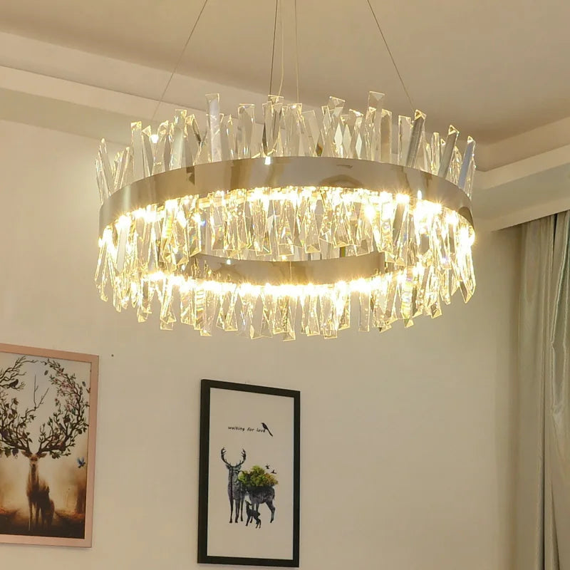 Crystal LED Pendant Light Chrome/Gold Luxury Chandelier for Kitchen Living Room.