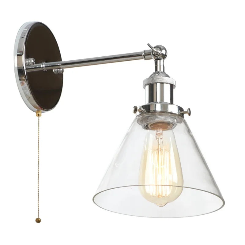 Vintage Industrial LED Wall Sconce Clear Glass Bathroom Lamp