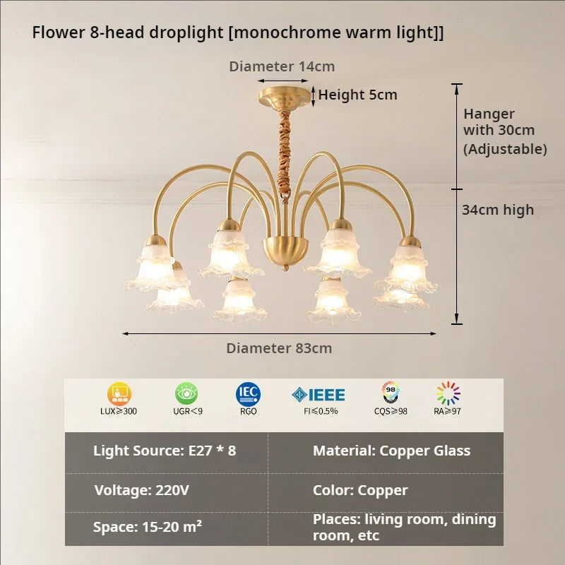 Luxury European Copper Chandelier for Living Room, Bedroom, and Dining Room