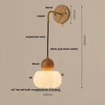 Wood LED Wall Lamp with Pull Chain Switch for Living Room, Dining Room, Bathroom