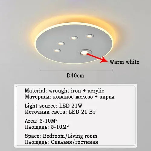 Modern Round LED Ceiling Lights for Home Lighting in Black and White