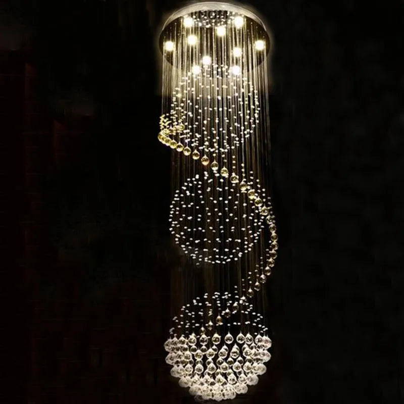 Crystal Spiral Chandelier: Modern LED Indoor Lighting for Luxurious Living Spaces