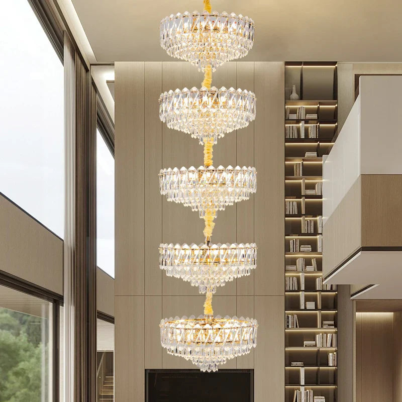 Crystal Duplex Chandelier: New Light Luxury Post-Modern Hall Lighting for High Living Room