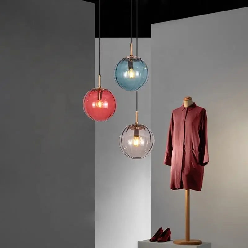 Water Pattern Glass Chandelier Pendant Light for Restaurant Bar Counter