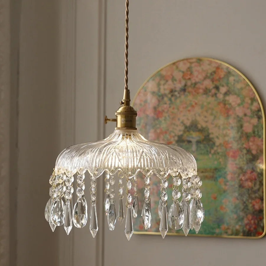 Afralia™ Crystal Glass LED Pendant Lamp: Modern Luxury Interior Lighting for Home Decor