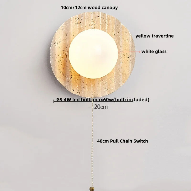 Yellow Travertine LED Wall Lights for Nordic Modern Home Decor